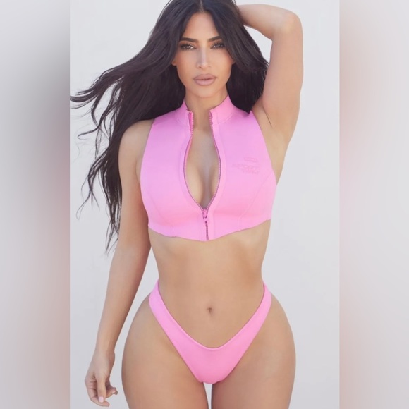 NWT Skims Swim Zipper Pink Cropped Top Size XL (top only) - Picture 8 of 8